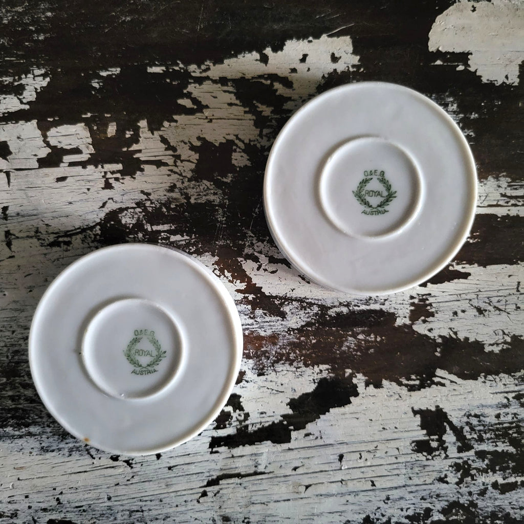 Pair of Vtg O & EG (Oscar & Edgar Gutherz) Royal Austria Windmill Trinket Dishes