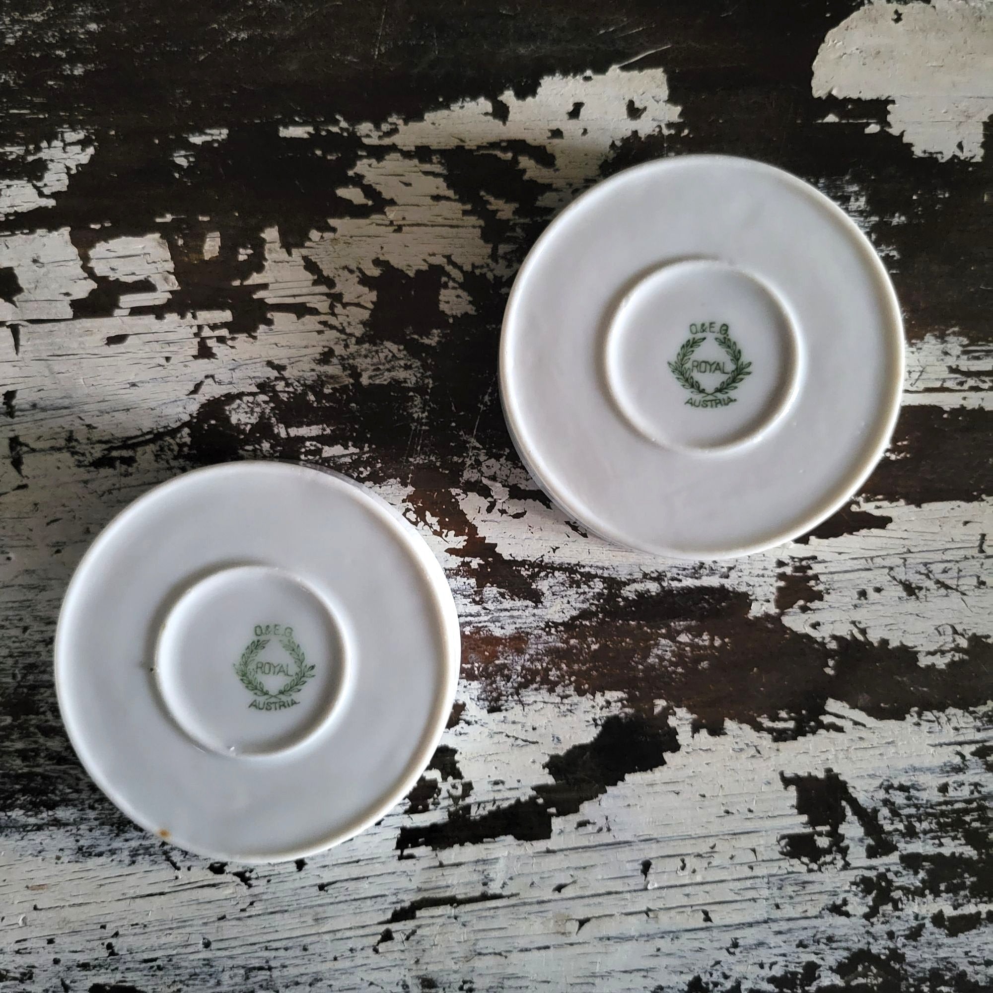Pair of Vtg O & EG (Oscar & Edgar Gutherz) Royal Austria Windmill Trinket Dishes