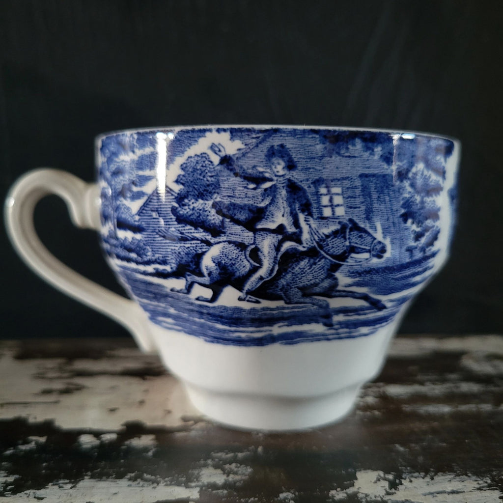 Vintage Liberty Blue Teacup Staffordshire Ironstone England, Paul Revere's Ride