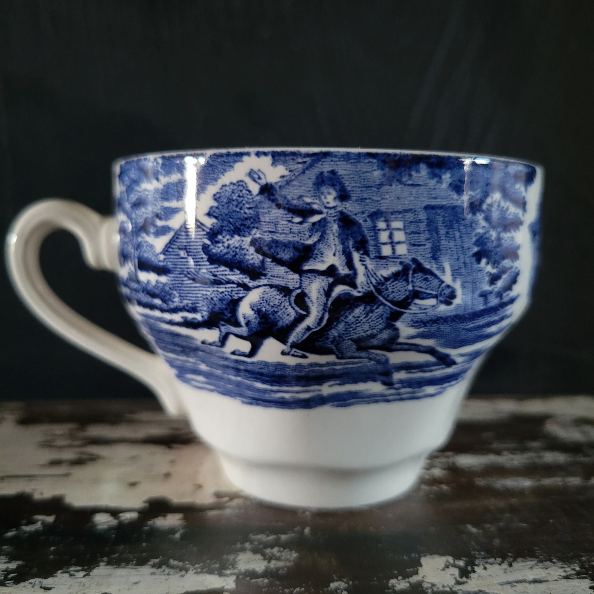Vintage Liberty Blue Teacup Staffordshire Ironstone England, Paul Revere's Ride