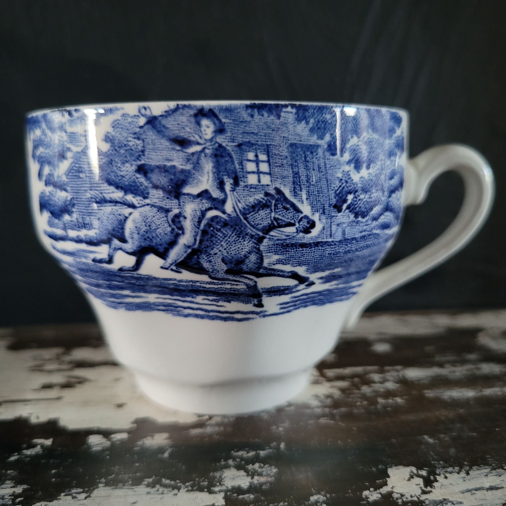 Vintage Liberty Blue Teacup Staffordshire Ironstone England, Paul Revere's Ride