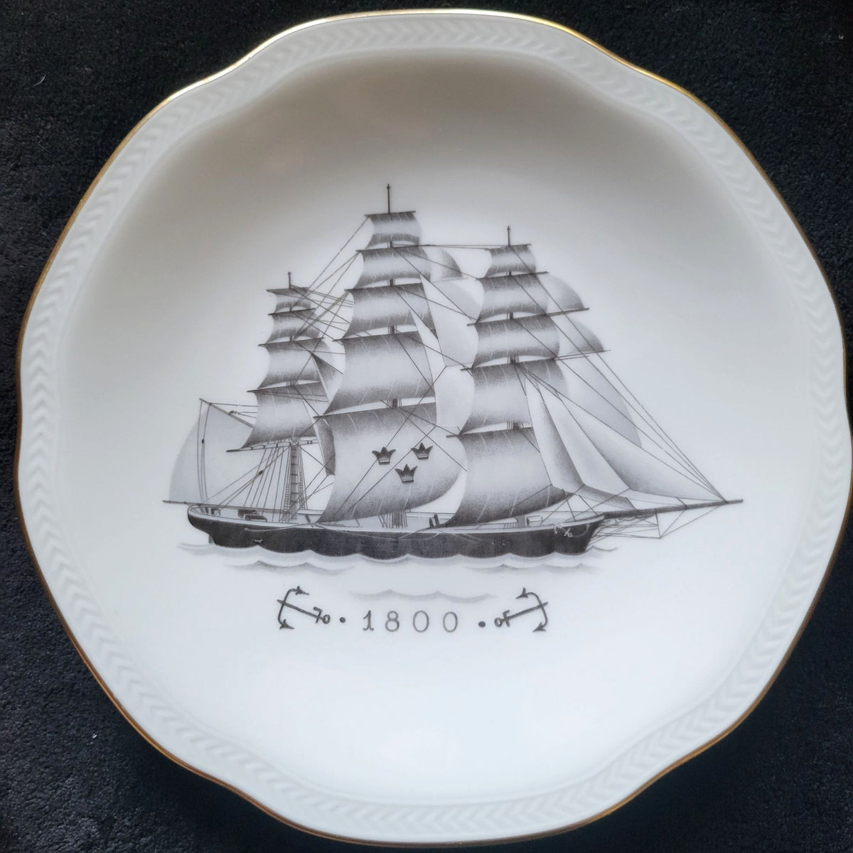 Vtg Lidköping Historical Ships Plate for Swedish-American Line 1800s Ship Plate