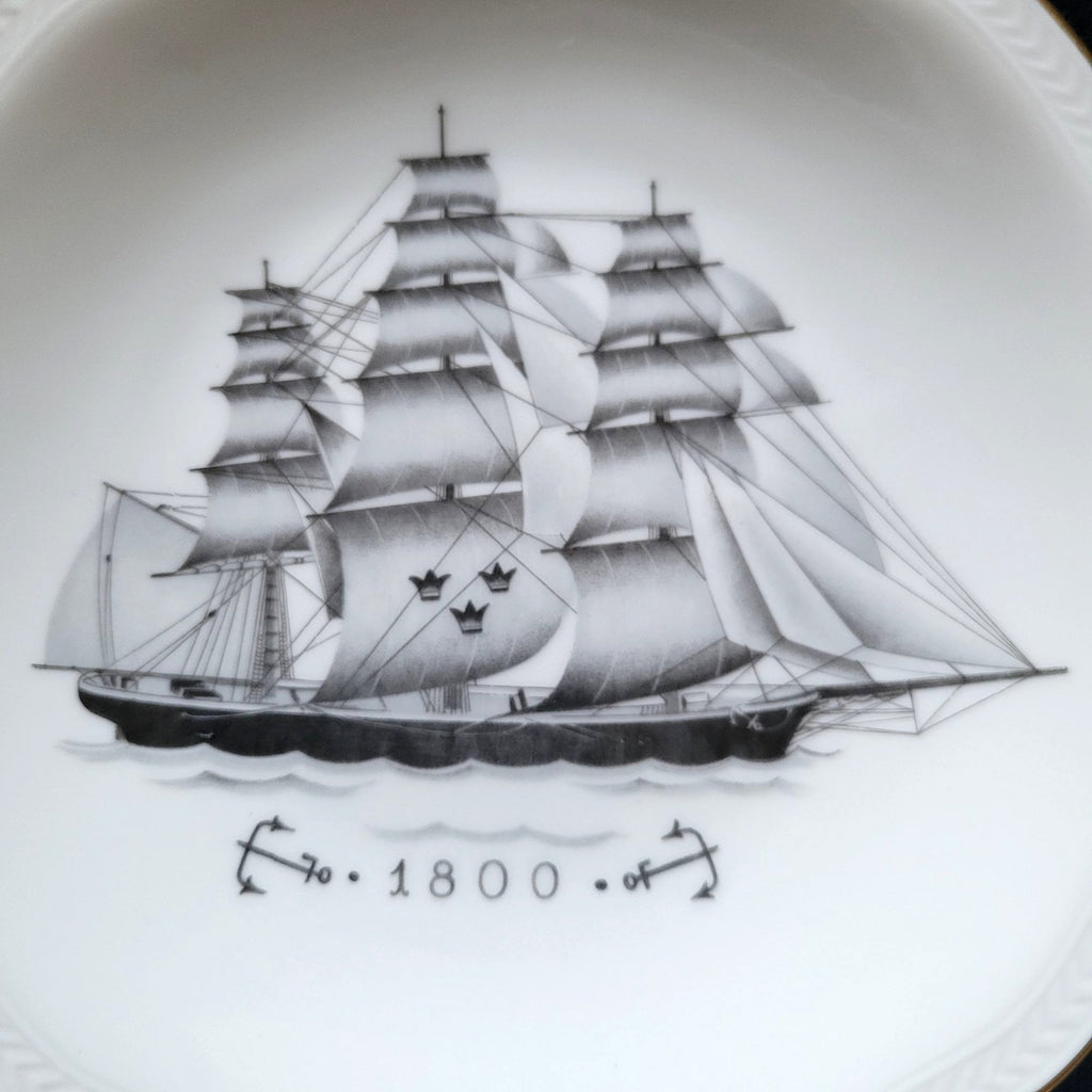 Vtg Lidköping Historical Ships Plate for Swedish-American Line 1800s Ship Plate