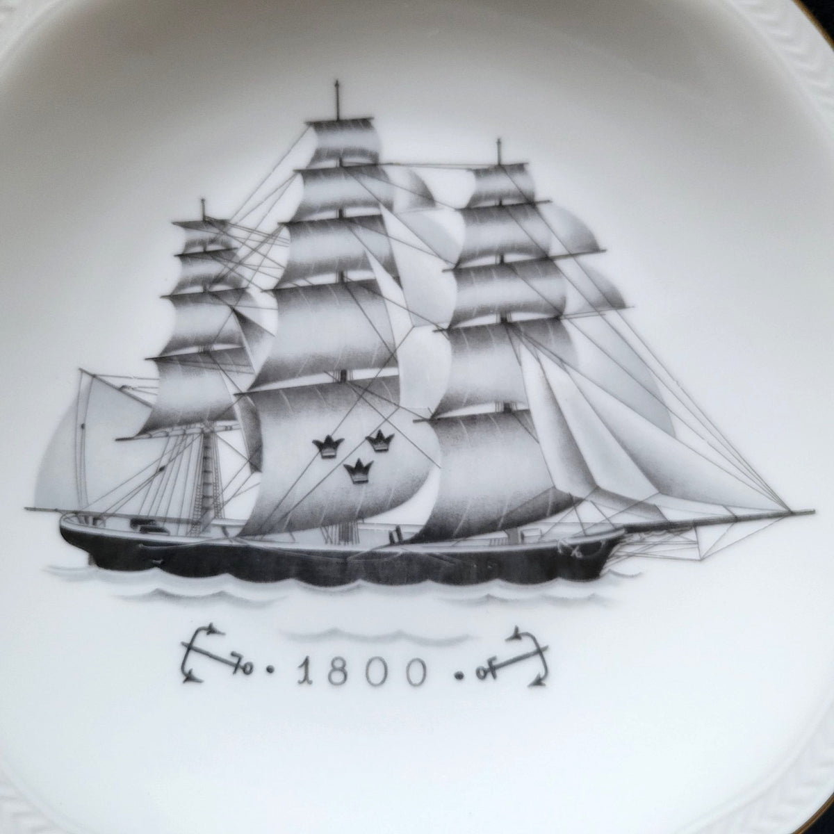 Vtg Lidköping Historical Ships Plate for Swedish-American Line 1800s Ship Plate