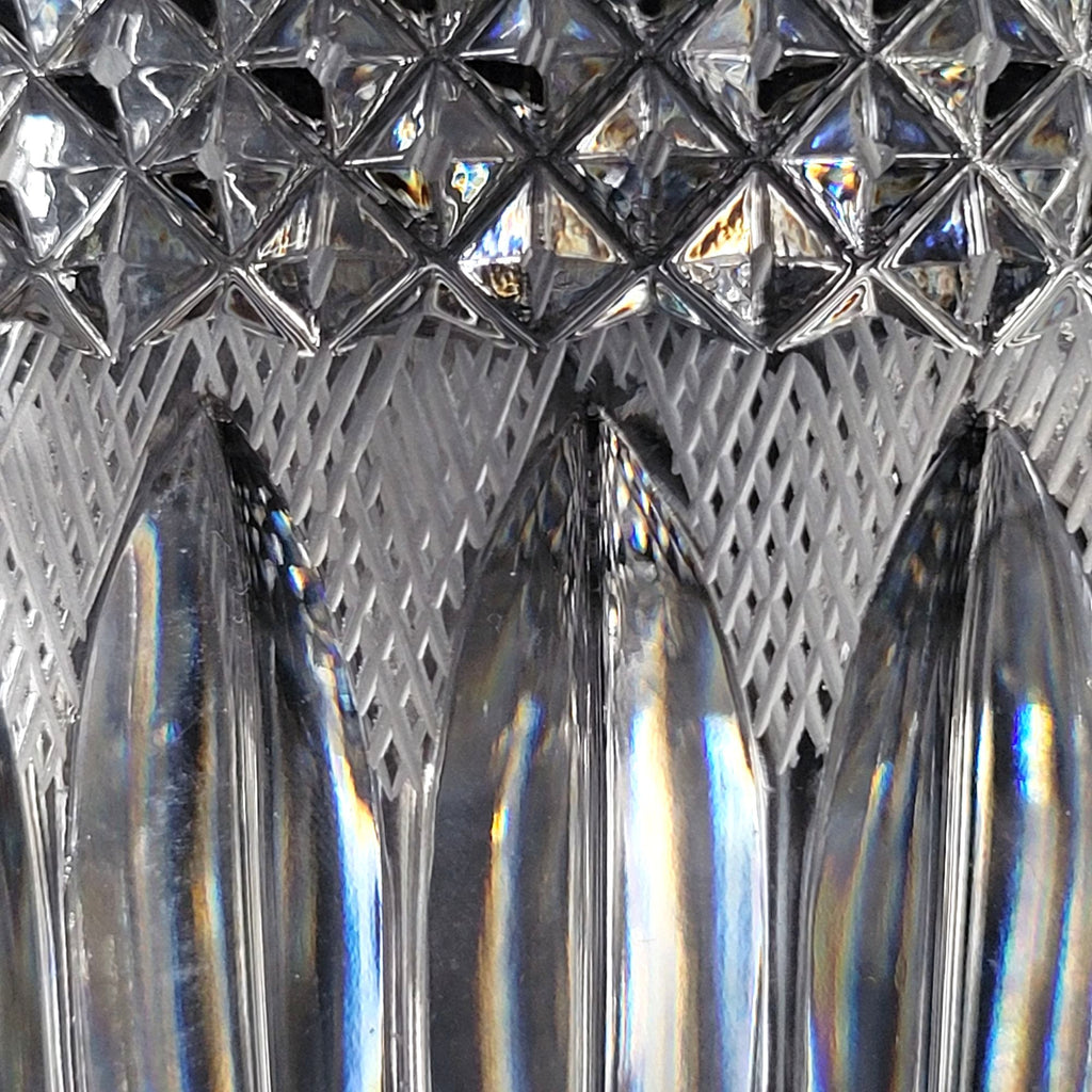 Vintage Diamond-Cut Crystal Ice Bucket Or Vase With Textured and Ribbed Design
