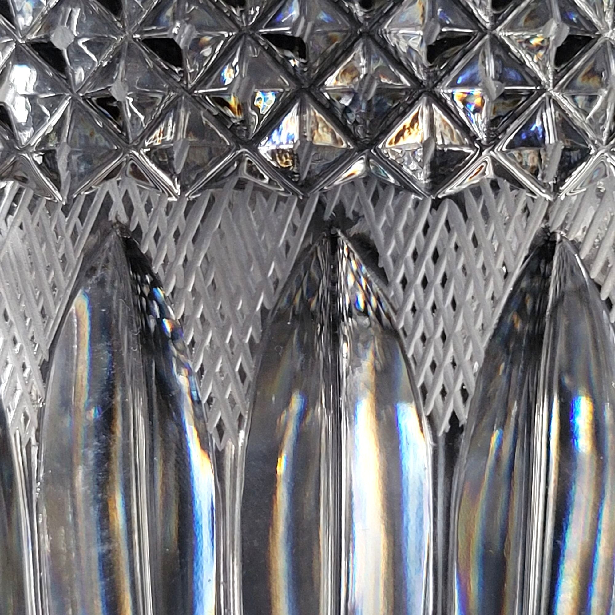 Vintage Diamond-Cut Crystal Ice Bucket Or Vase With Textured and Ribbed Design