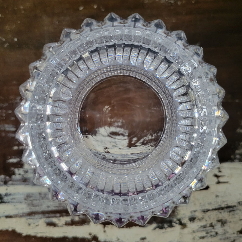 Vintage Diamond-Cut Crystal Ice Bucket Or Vase With Textured and Ribbed Design