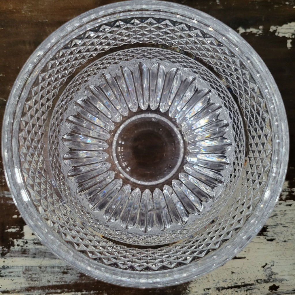 Vintage Diamond-Cut Crystal Ice Bucket Or Vase With Textured and Ribbed Design