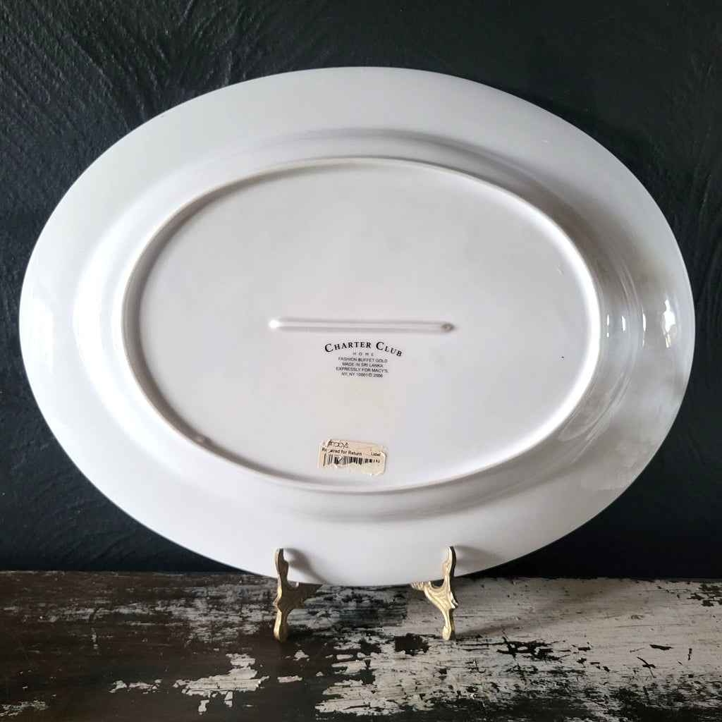 Charter Club Fashion Buffet 14" Oval Serving Platter Holly and Pine Christmas