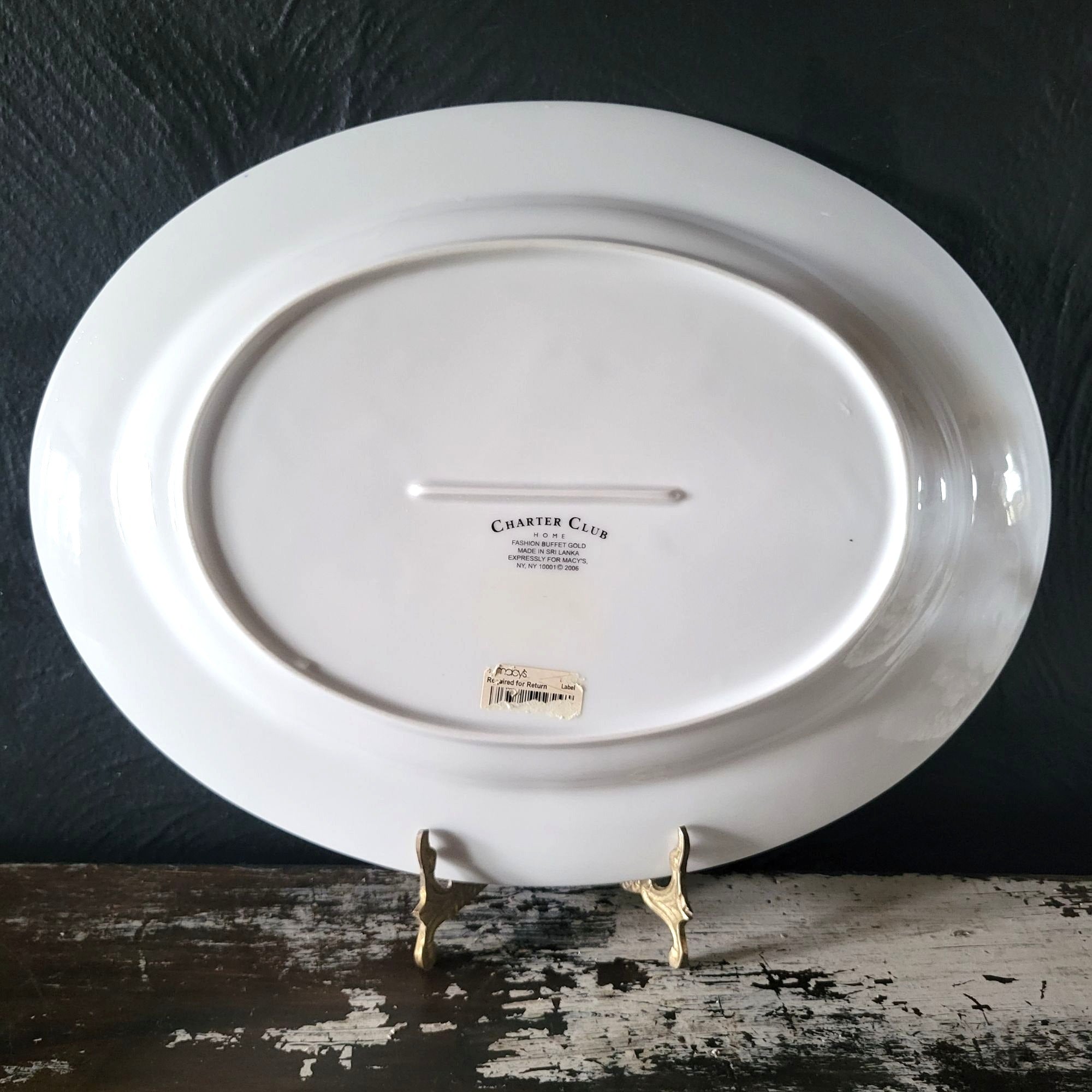 Charter Club Fashion Buffet 14" Oval Serving Platter Holly and Pine Christmas