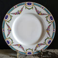 Antique Royal Worcester "Puritan" Dinner Plate Floral Swags Turquoise Rim