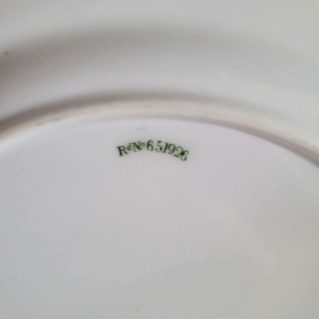 Antique Royal Worcester "Puritan" Dinner Plate Floral Swags Turquoise Rim