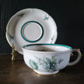 Vtg Royal Bayreuth Teal Tulip Footed Tea Cup and Saucer Floral Design Gold Trim