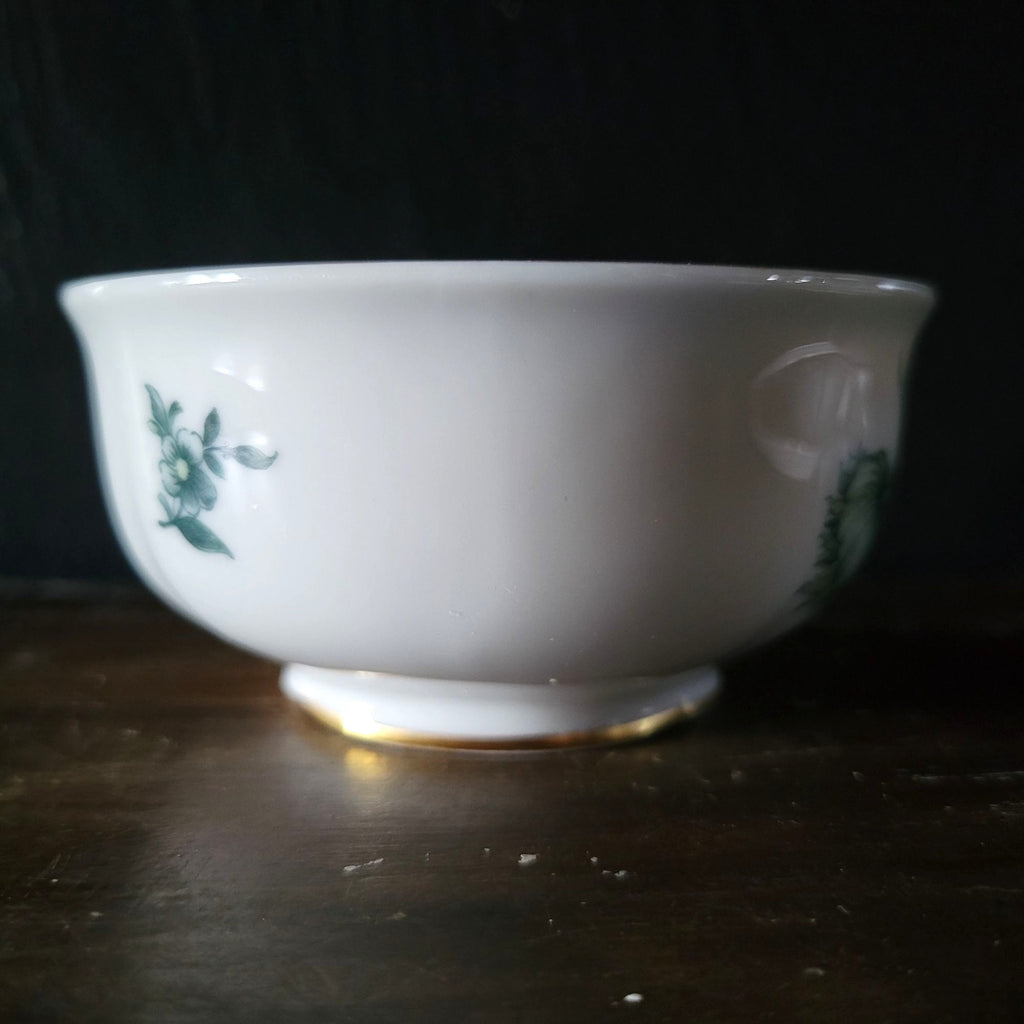 Vtg Royal Bayreuth Teal Tulip Footed Tea Cup and Saucer Floral Design Gold Trim