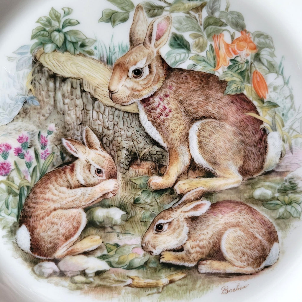 Lenox Woodland Wildlife 1975 Cottontail Rabbits Collector Plate By Boehm