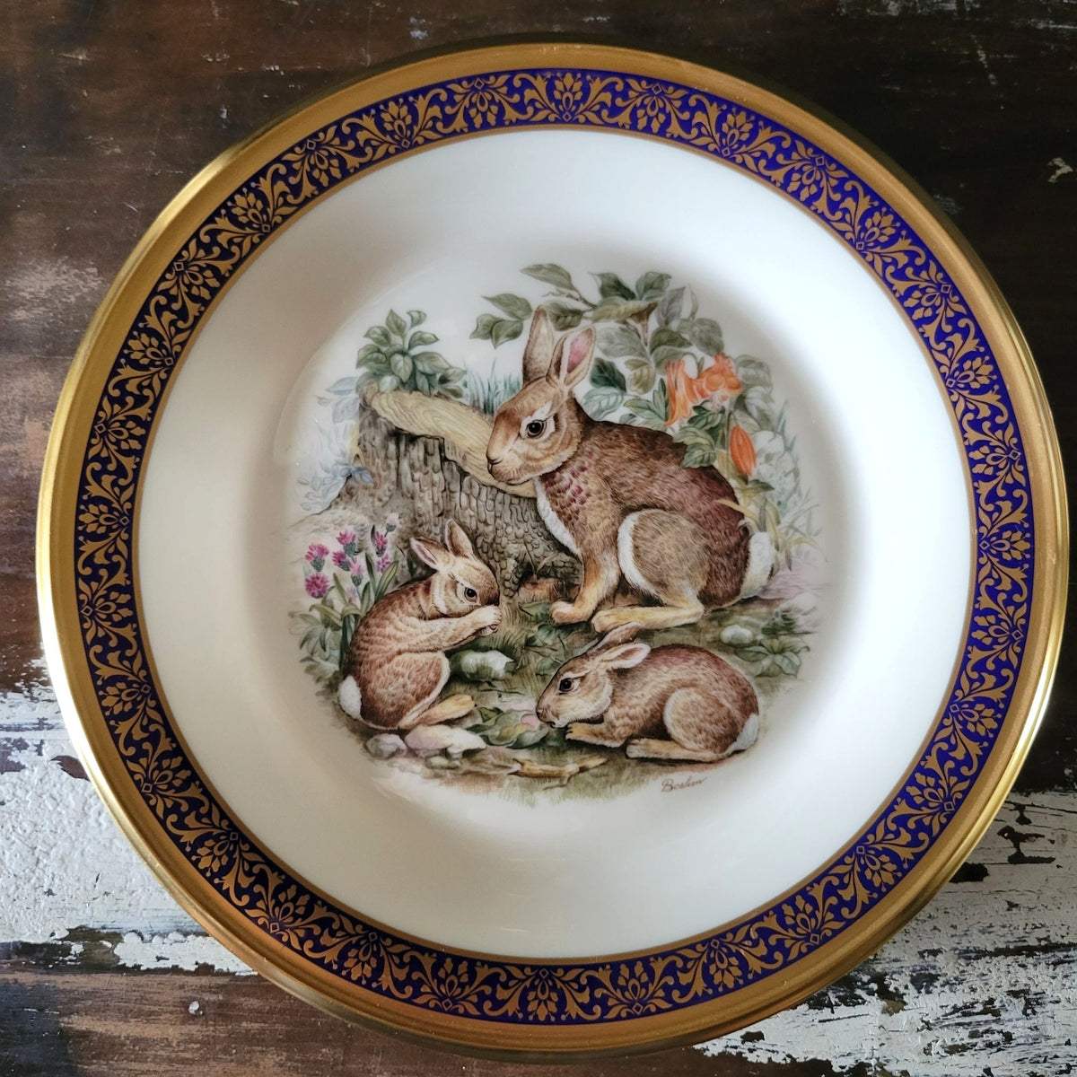 Lenox Woodland Wildlife 1975 Cottontail Rabbits Collector Plate By Boehm