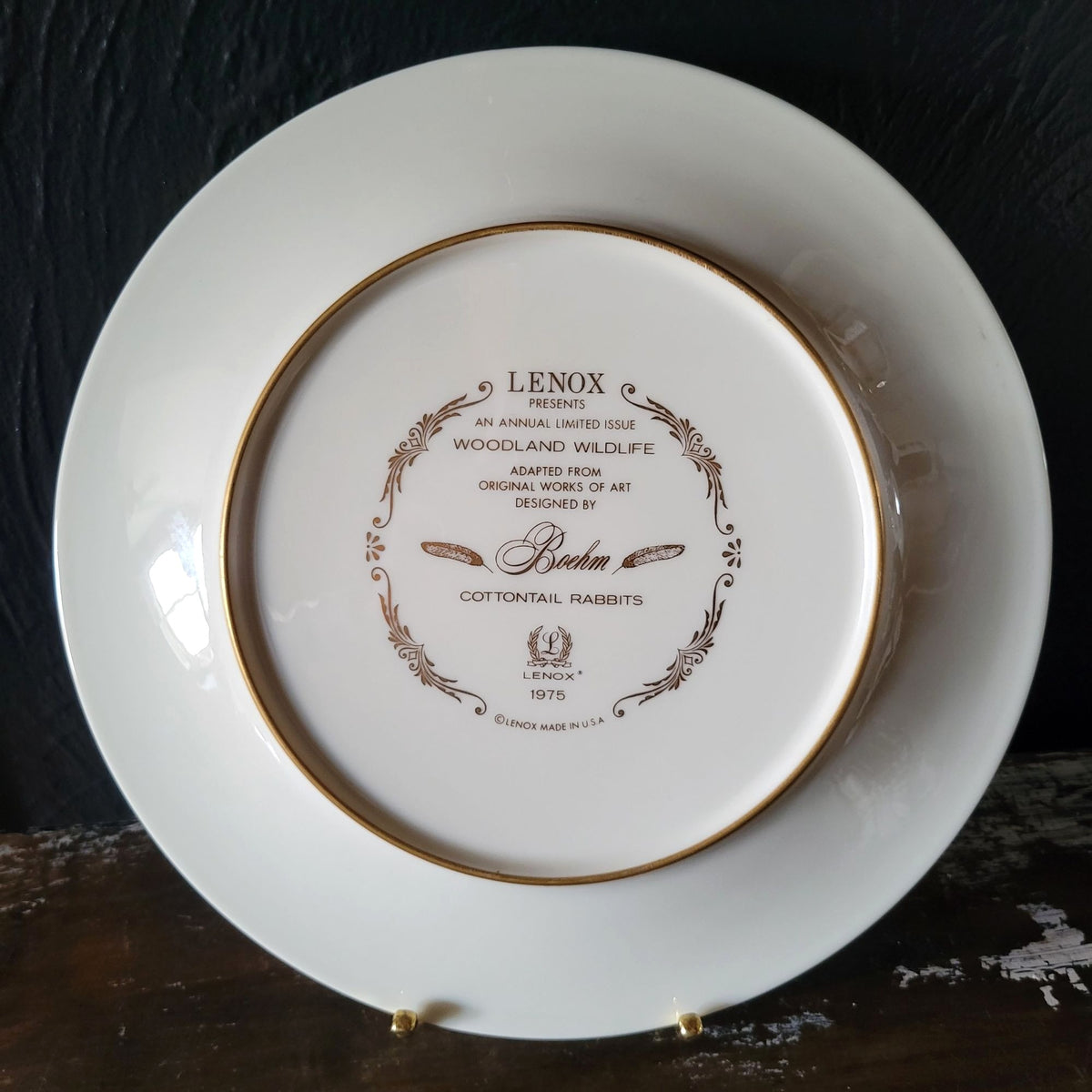 Lenox Woodland Wildlife 1975 Cottontail Rabbits Collector Plate By Boehm