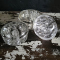 Set Of 3 Vintage Clear Glass Flower Frogs Floral Arrangements, Marble Holders