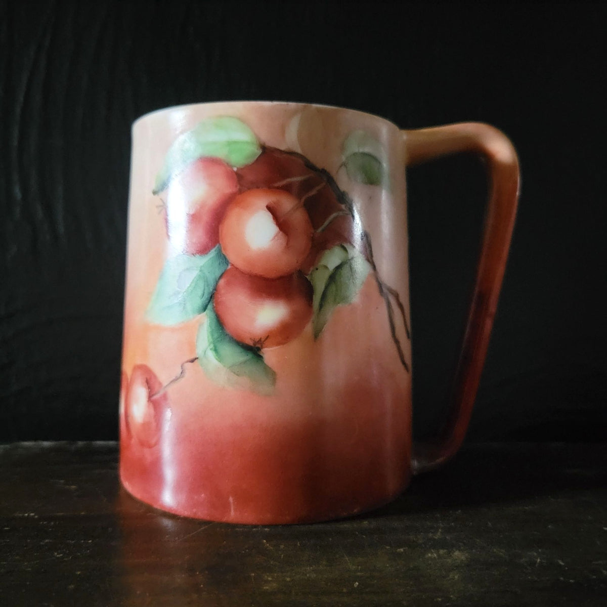 Antique Imperial PSL Porcelain Mug With Hand-Painted Cherry Design