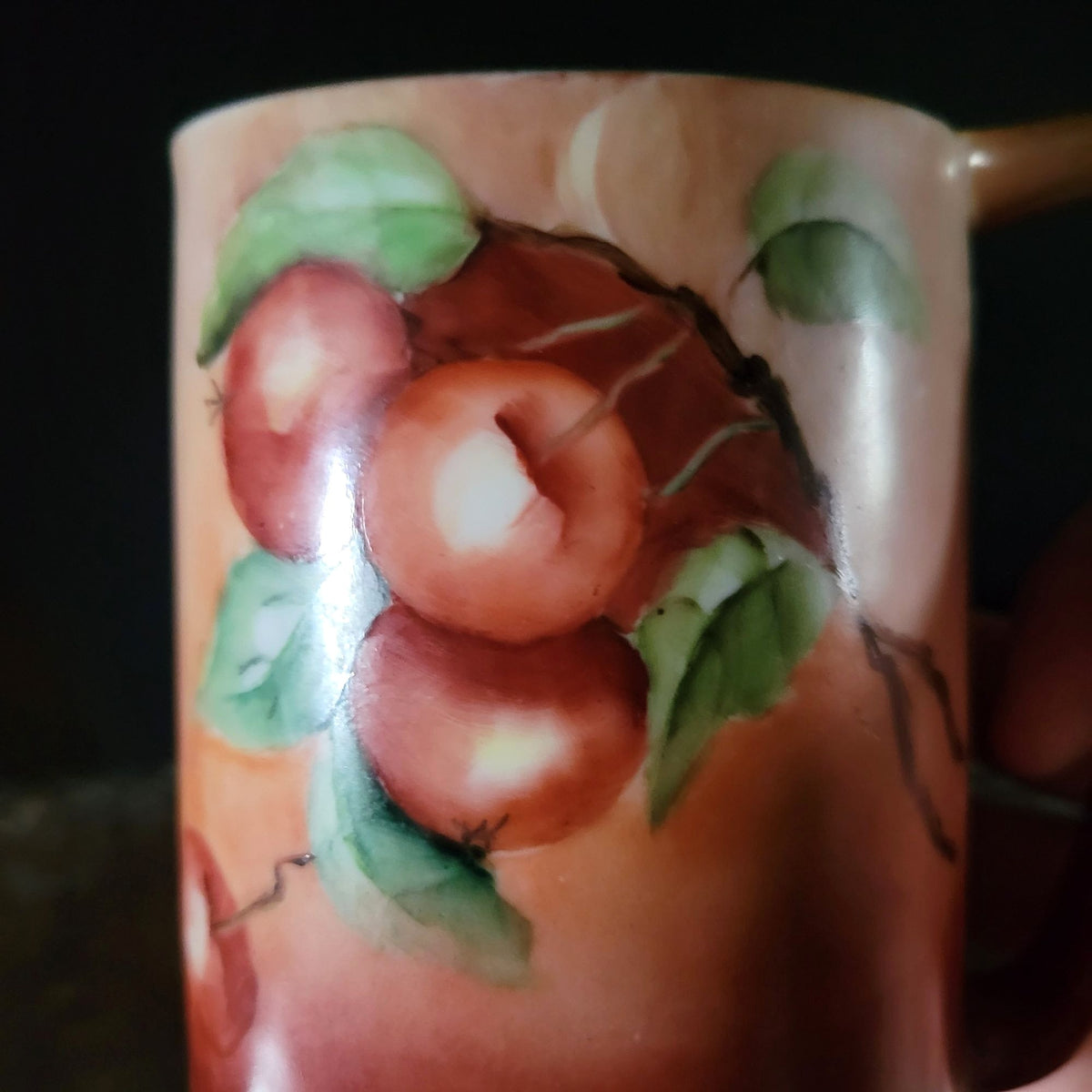 Antique Imperial PSL Porcelain Mug With Hand-Painted Cherry Design