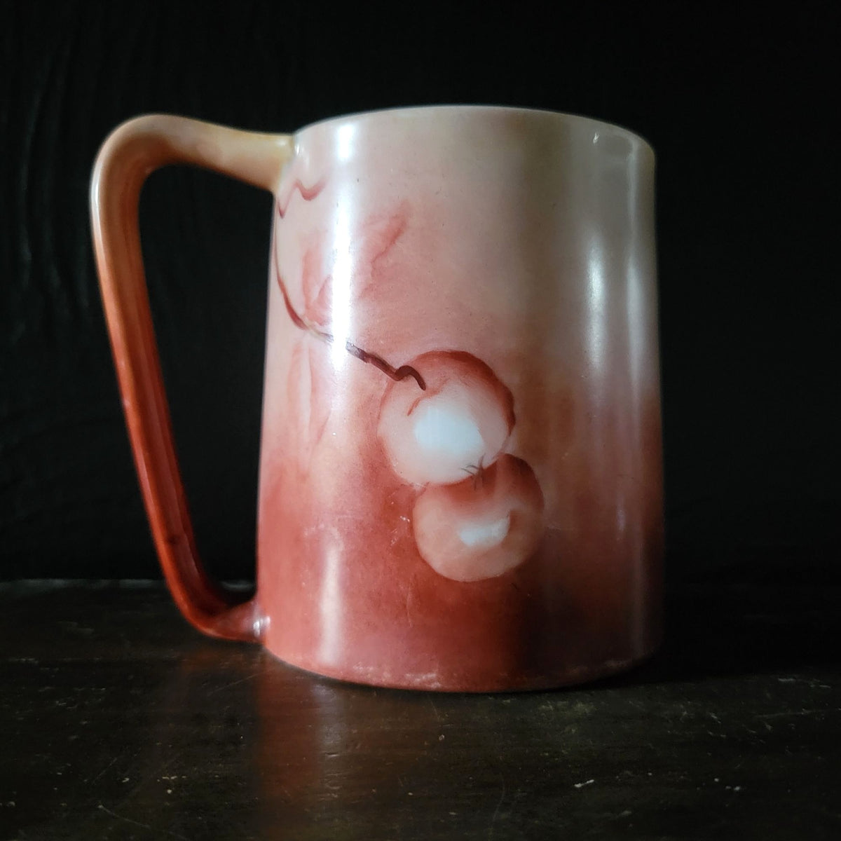 Antique Imperial PSL Porcelain Mug With Hand-Painted Cherry Design