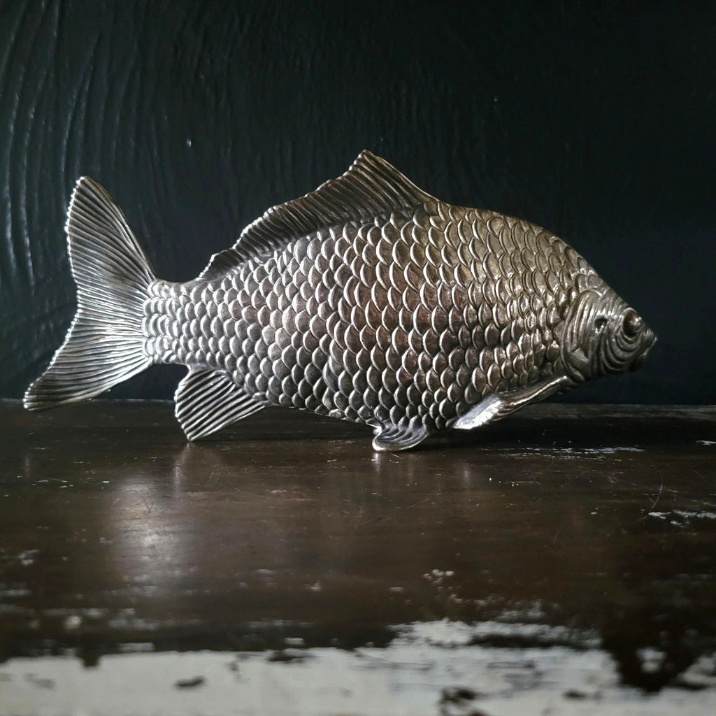 Vintage Modello-Depositato Silverplate Fish Napkin Holder Italian Carp Design