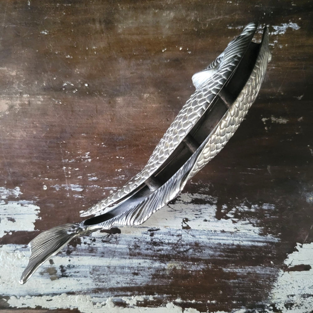 Vintage Modello-Depositato Silverplate Fish Napkin Holder Italian Carp Design