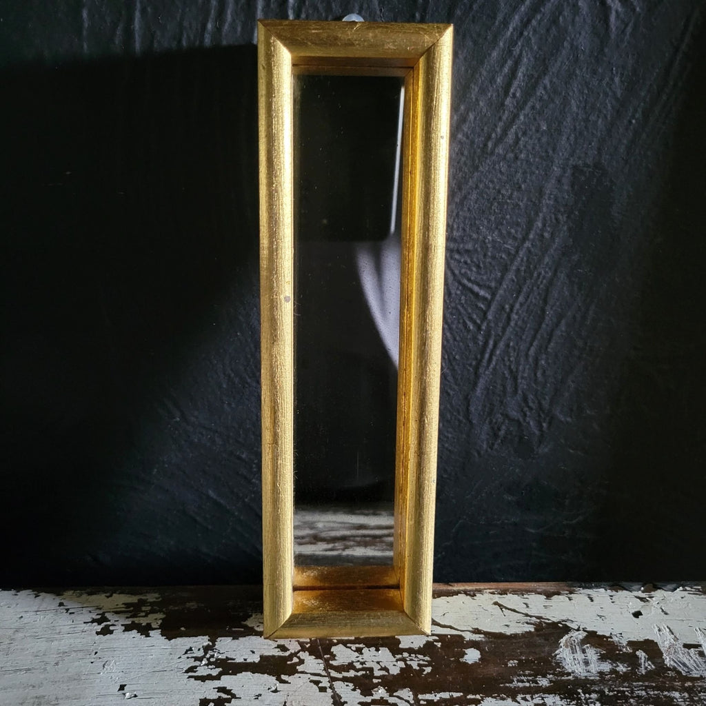 Small Vintage Rectangular Gilt Wood Wall Mirror Made in Spain 8.25" Gallery Wall
