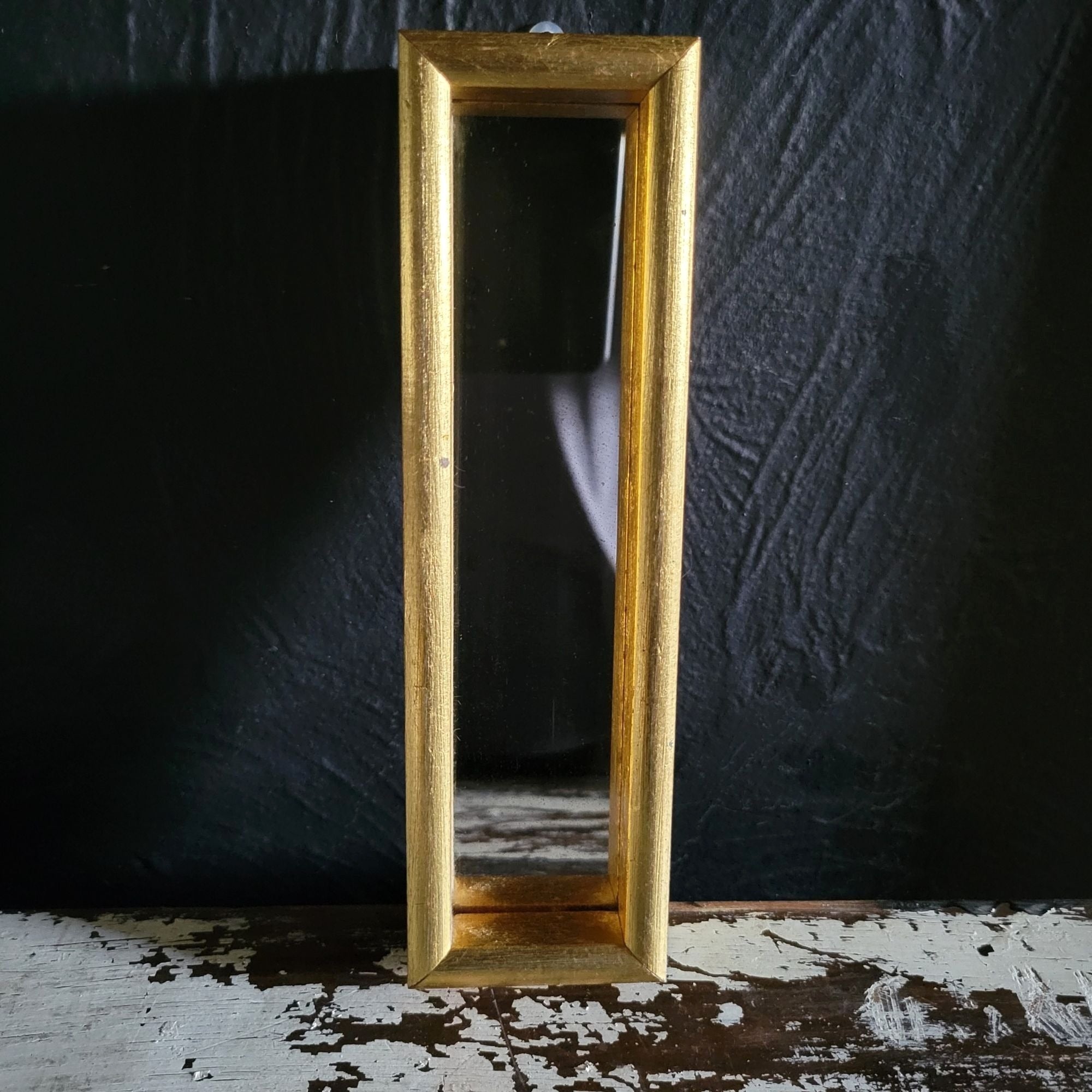 Small Vintage Rectangular Gilt Wood Wall Mirror Made in Spain 8.25" Gallery Wall