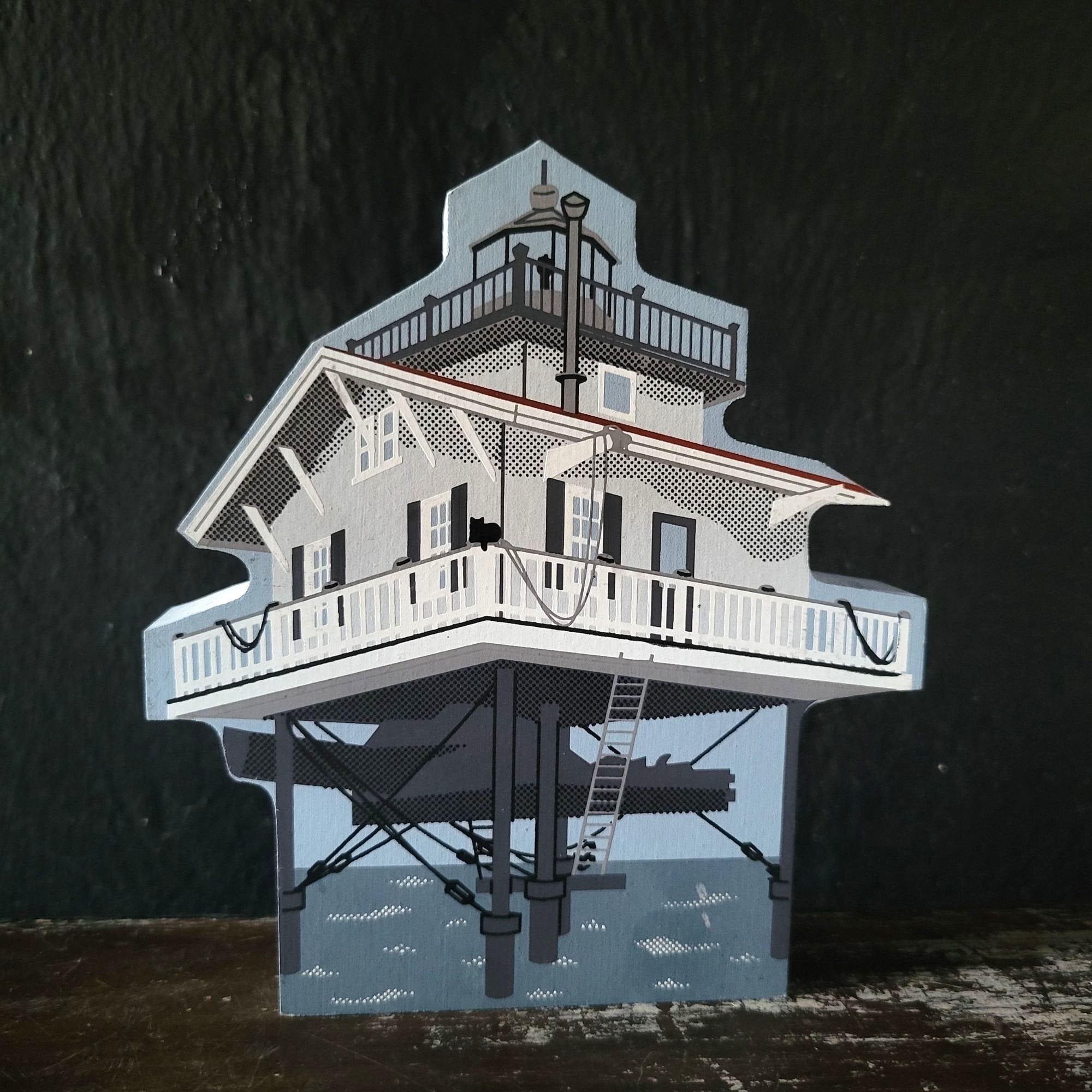Vintage The Cat's Meow Somers Cove Lighthouse Wooden Replica 1999 Chesapeake Bay
