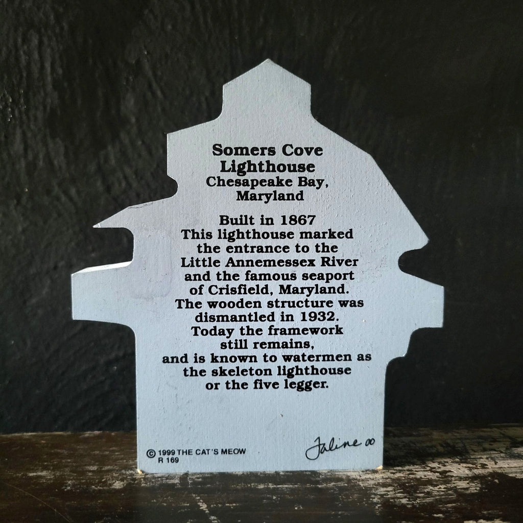 Vintage The Cat's Meow Somers Cove Lighthouse Wooden Replica 1999 Chesapeake Bay