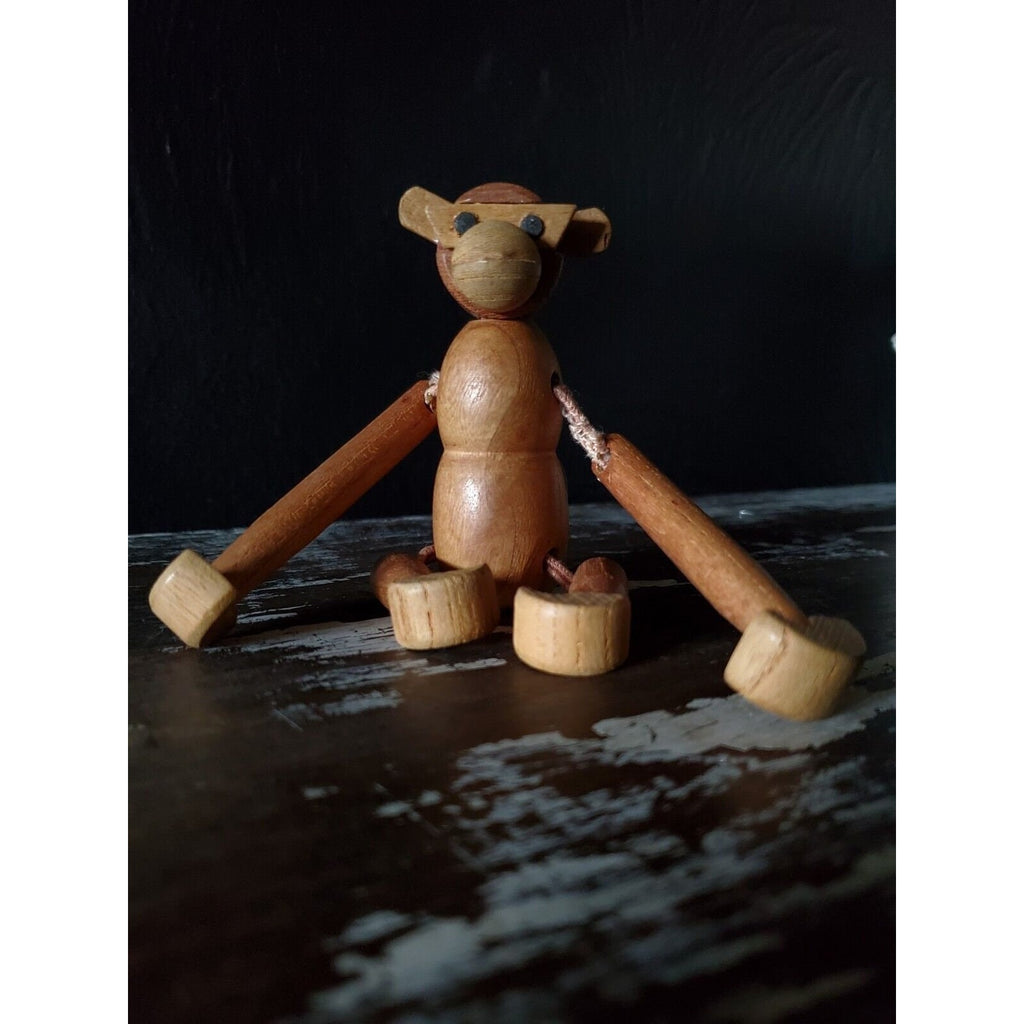 Vintage Wood Jointed Monkey, Mid Century Danish, Kay Bojensen Style