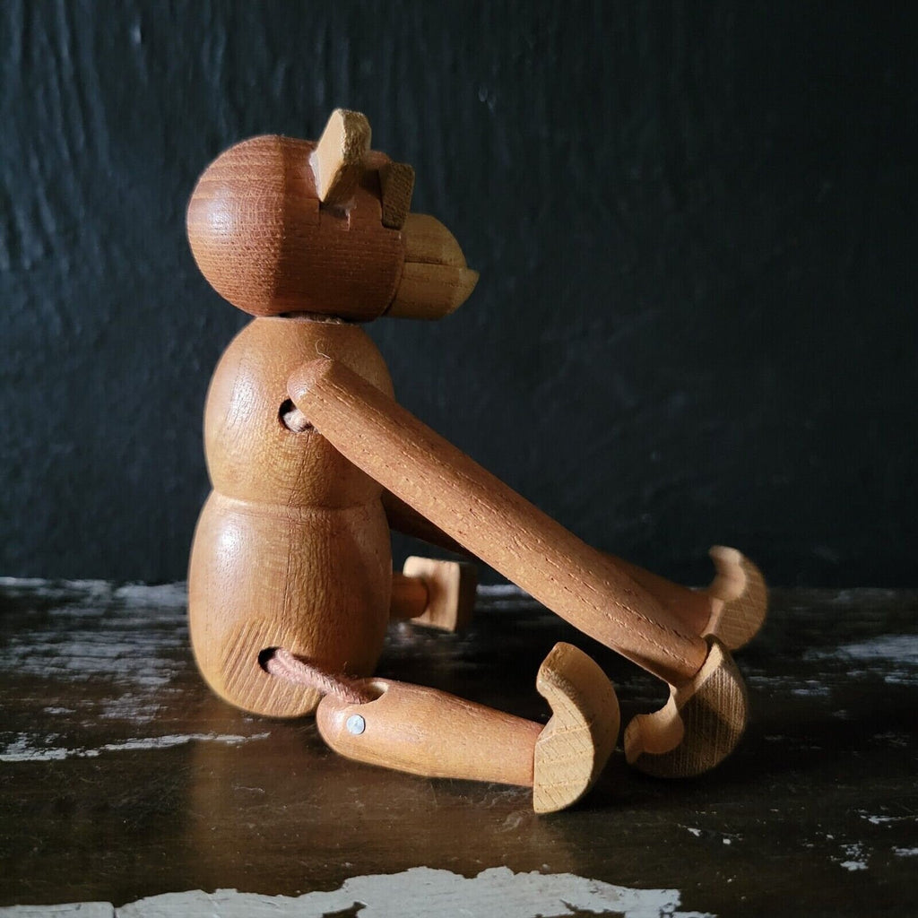 Vintage Wood Jointed Monkey, Mid Century Danish, Kay Bojensen Style