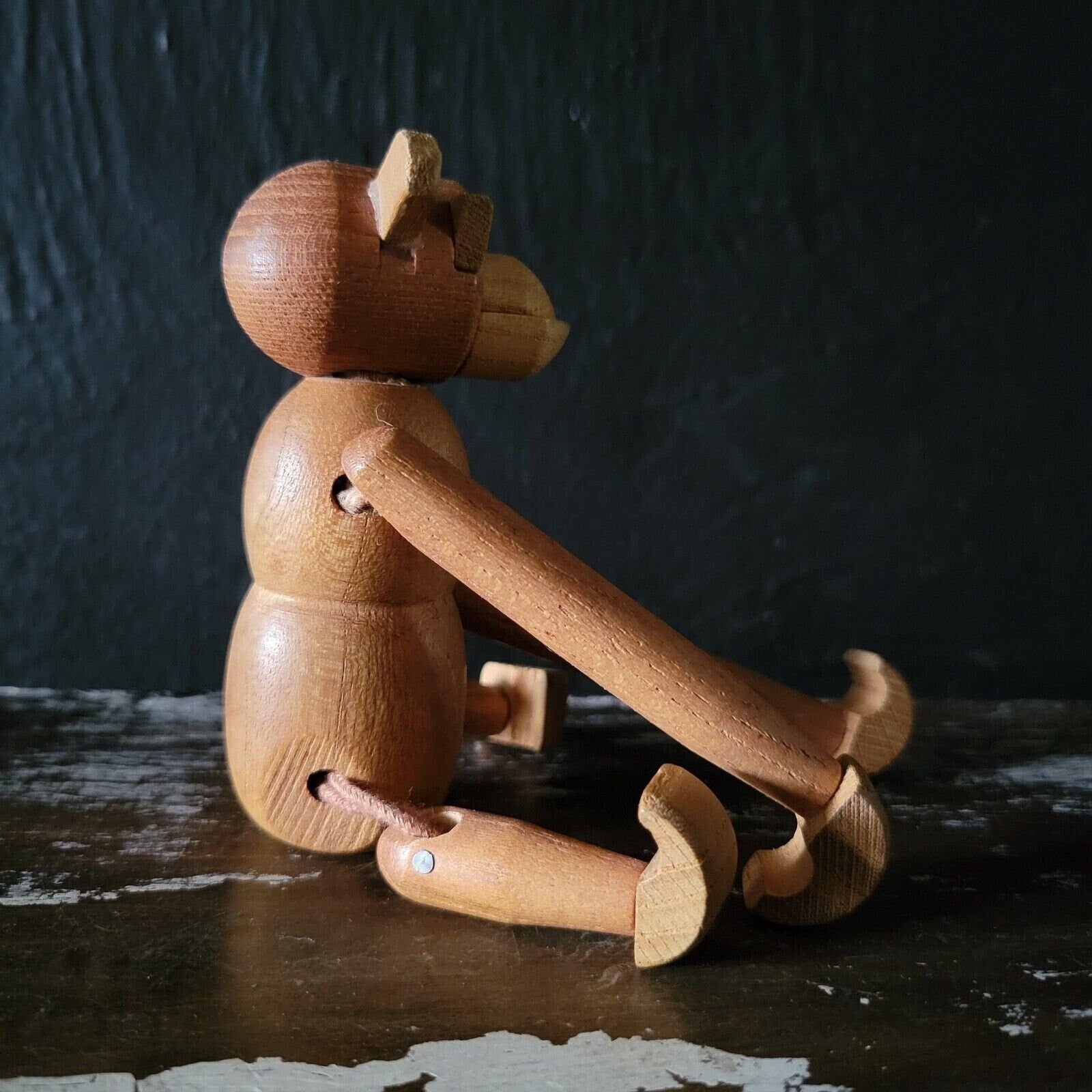 Vintage Wood Jointed Monkey, Mid Century Danish, Kay Bojensen Style
