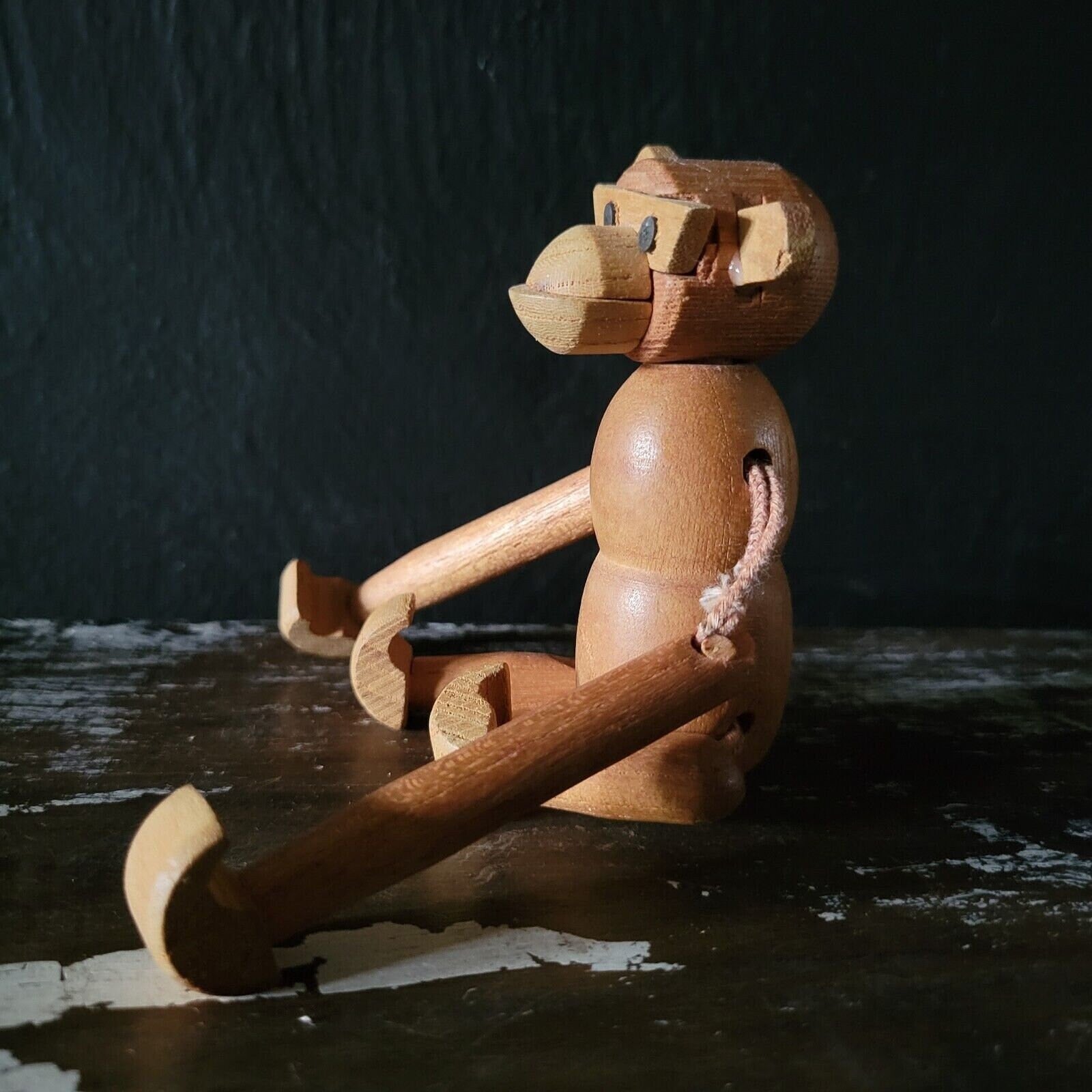 Vintage Wood Jointed Monkey, Mid Century Danish, Kay Bojensen Style