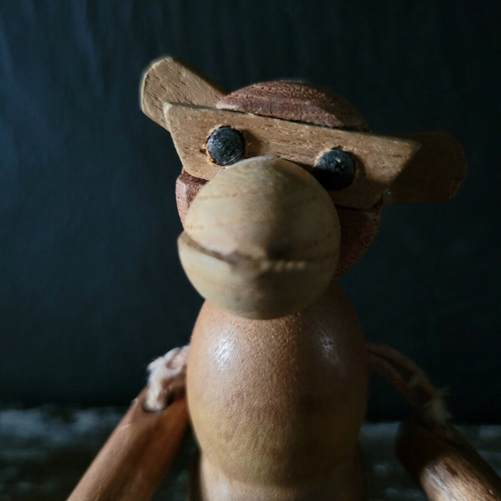 Vintage Wood Jointed Monkey, Mid Century Danish, Kay Bojensen Style