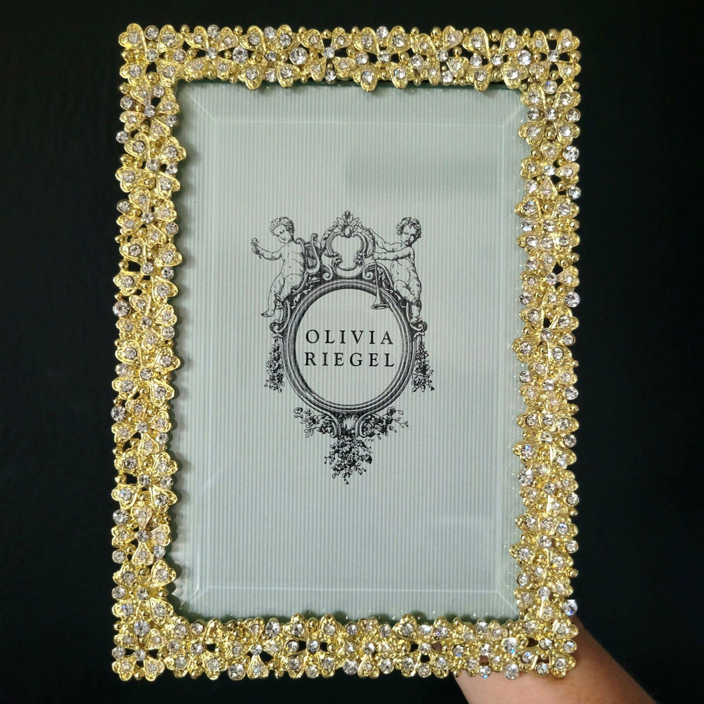 Olivia Riegel Evie Gold Picture Frame European Crystals and Beveled Glass 4x6