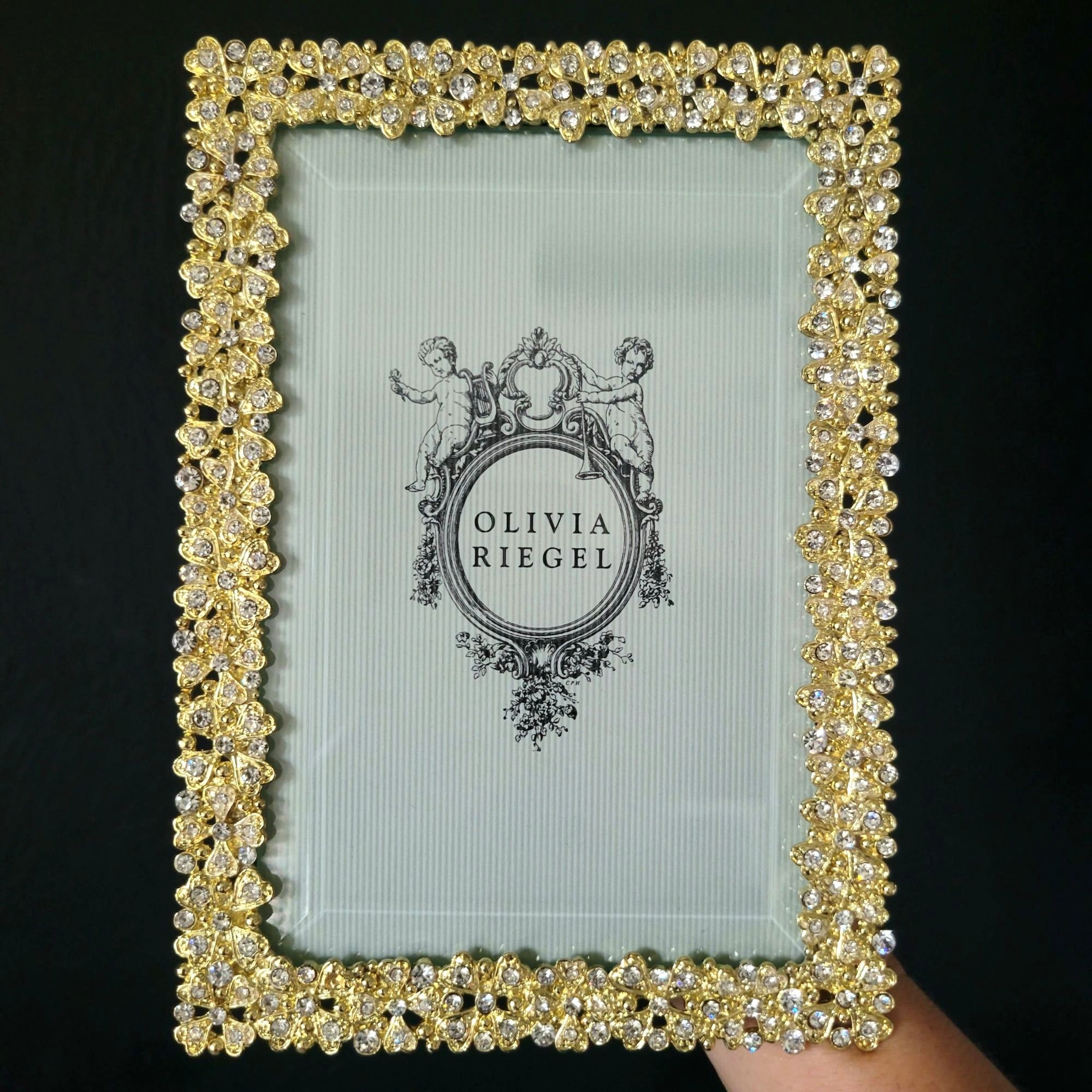 Olivia Riegel Evie Gold Picture Frame European Crystals and Beveled Glass 4x6