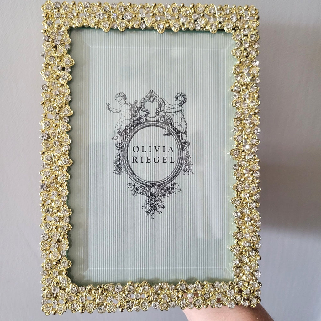 Olivia Riegel Evie Gold Picture Frame European Crystals and Beveled Glass 4x6