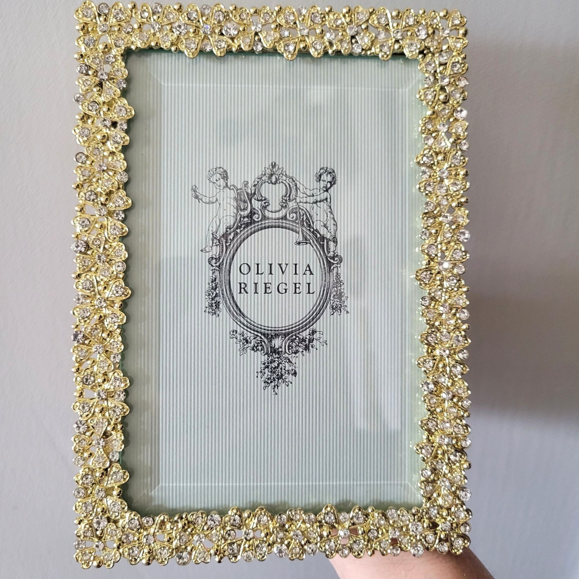 Olivia Riegel Evie Gold Picture Frame European Crystals and Beveled Glass 4x6