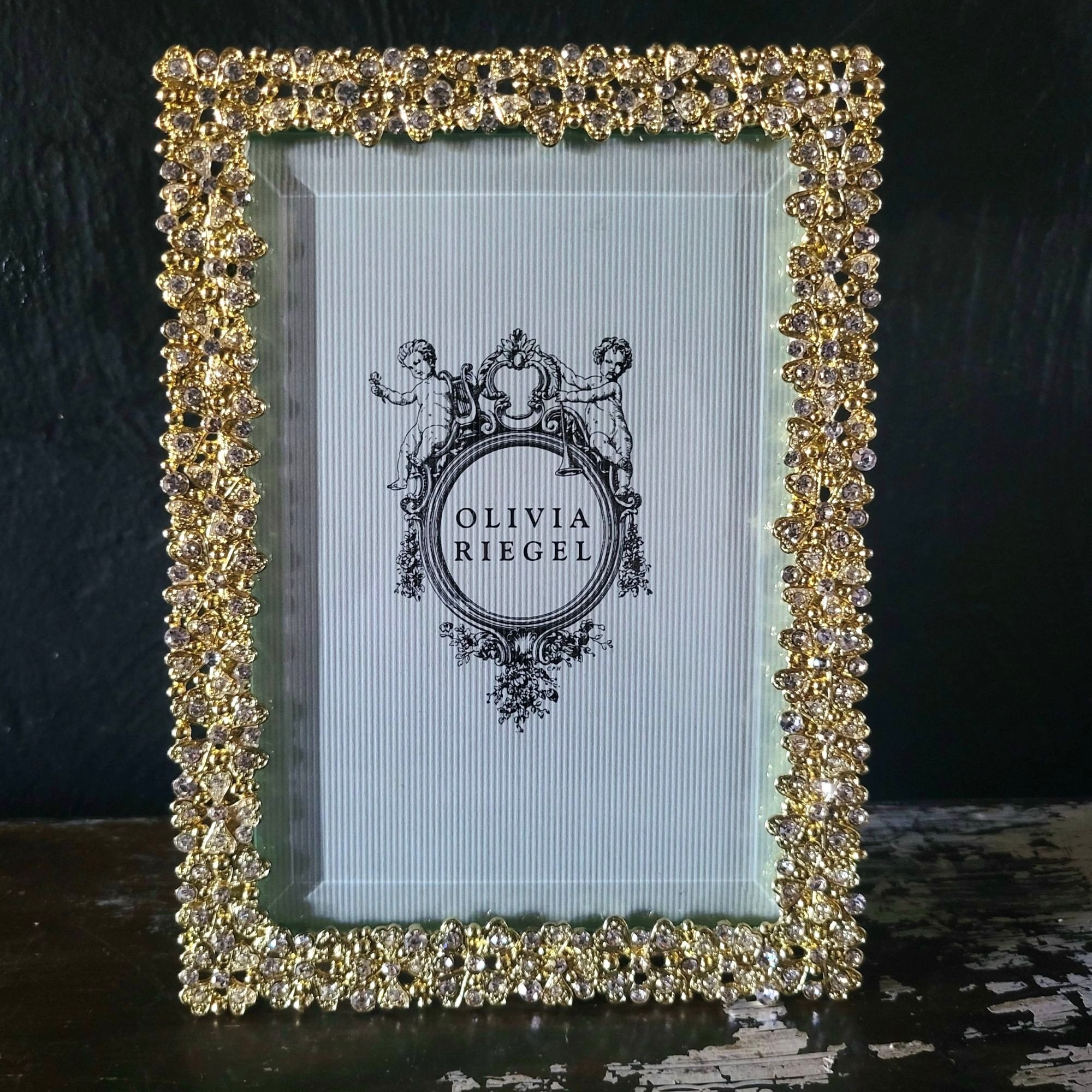 Olivia Riegel Evie Gold Picture Frame European Crystals and Beveled Glass 4x6