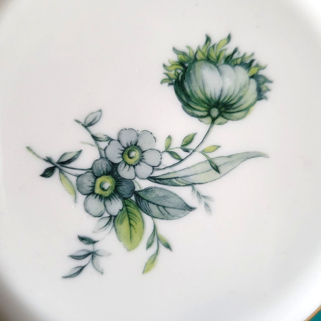 Vtg Royal Bayreuth Teal Tulip Bread & Butter Plate 6" Floral Design Gold Trim