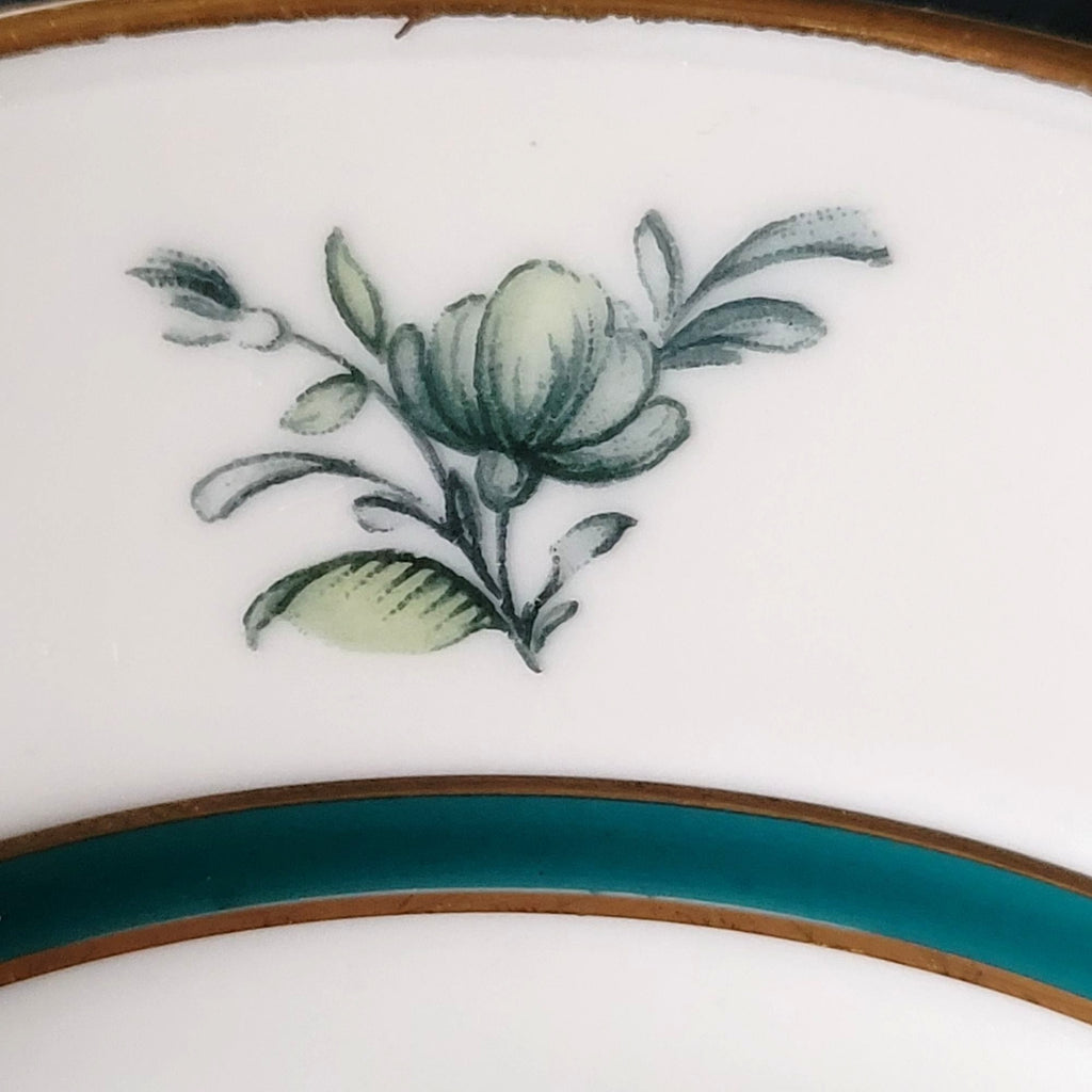 Vtg Royal Bayreuth Teal Tulip Bread & Butter Plate 6" Floral Design Gold Trim