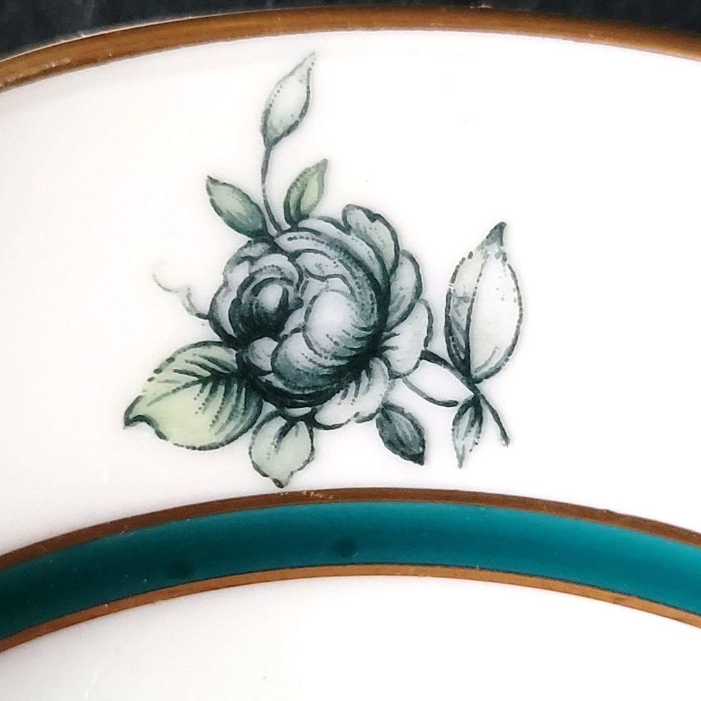 Vtg Royal Bayreuth Teal Tulip Bread & Butter Plate 6" Floral Design Gold Trim