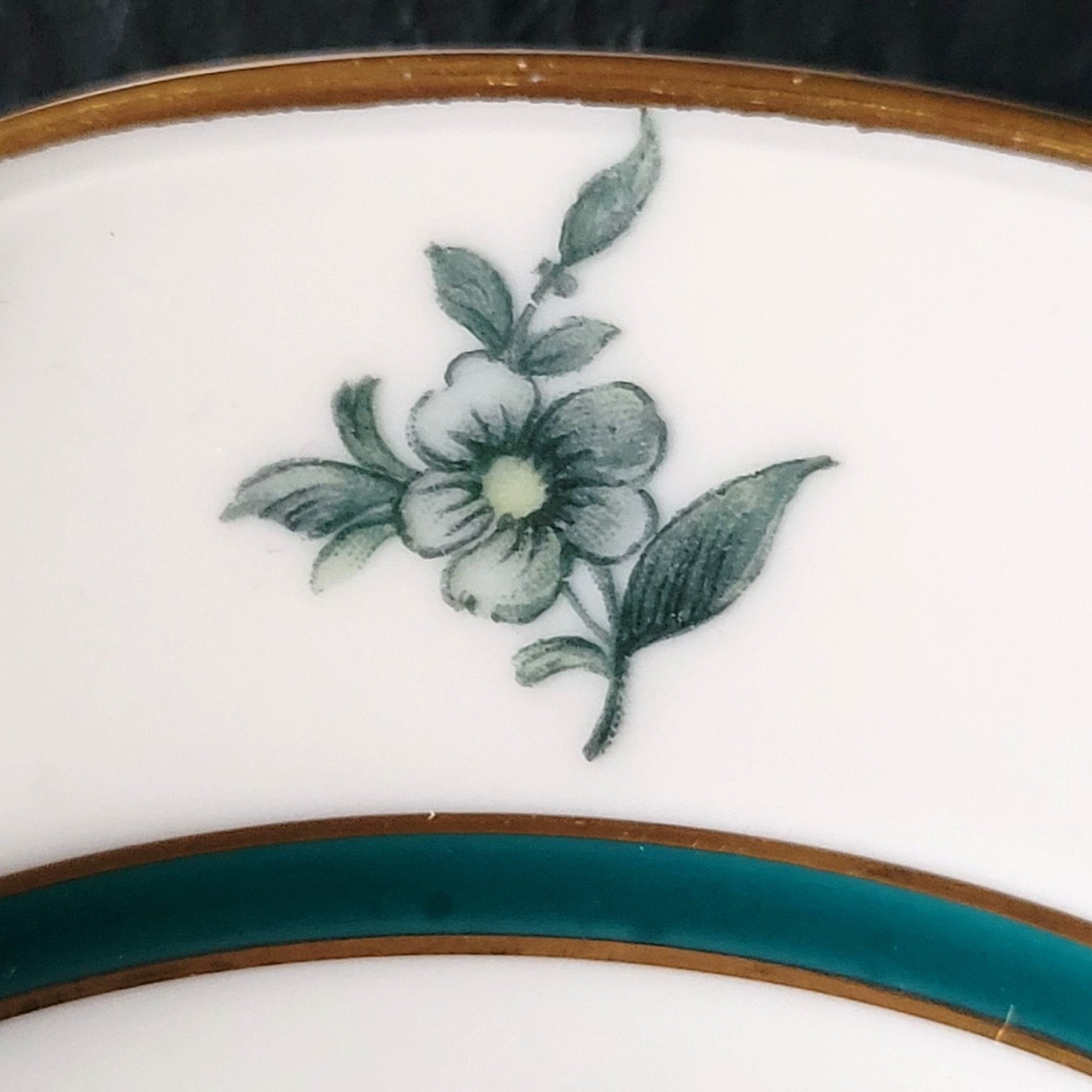 Vtg Royal Bayreuth Teal Tulip Bread & Butter Plate 6" Floral Design Gold Trim