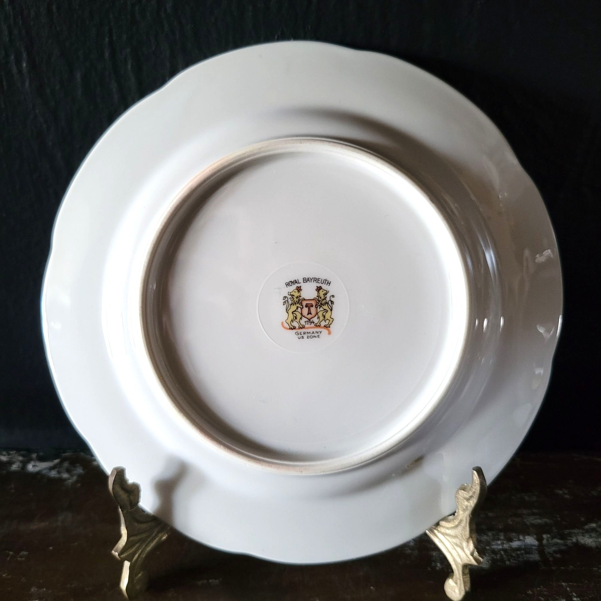 Vtg Royal Bayreuth Teal Tulip Bread & Butter Plate 6" Floral Design Gold Trim