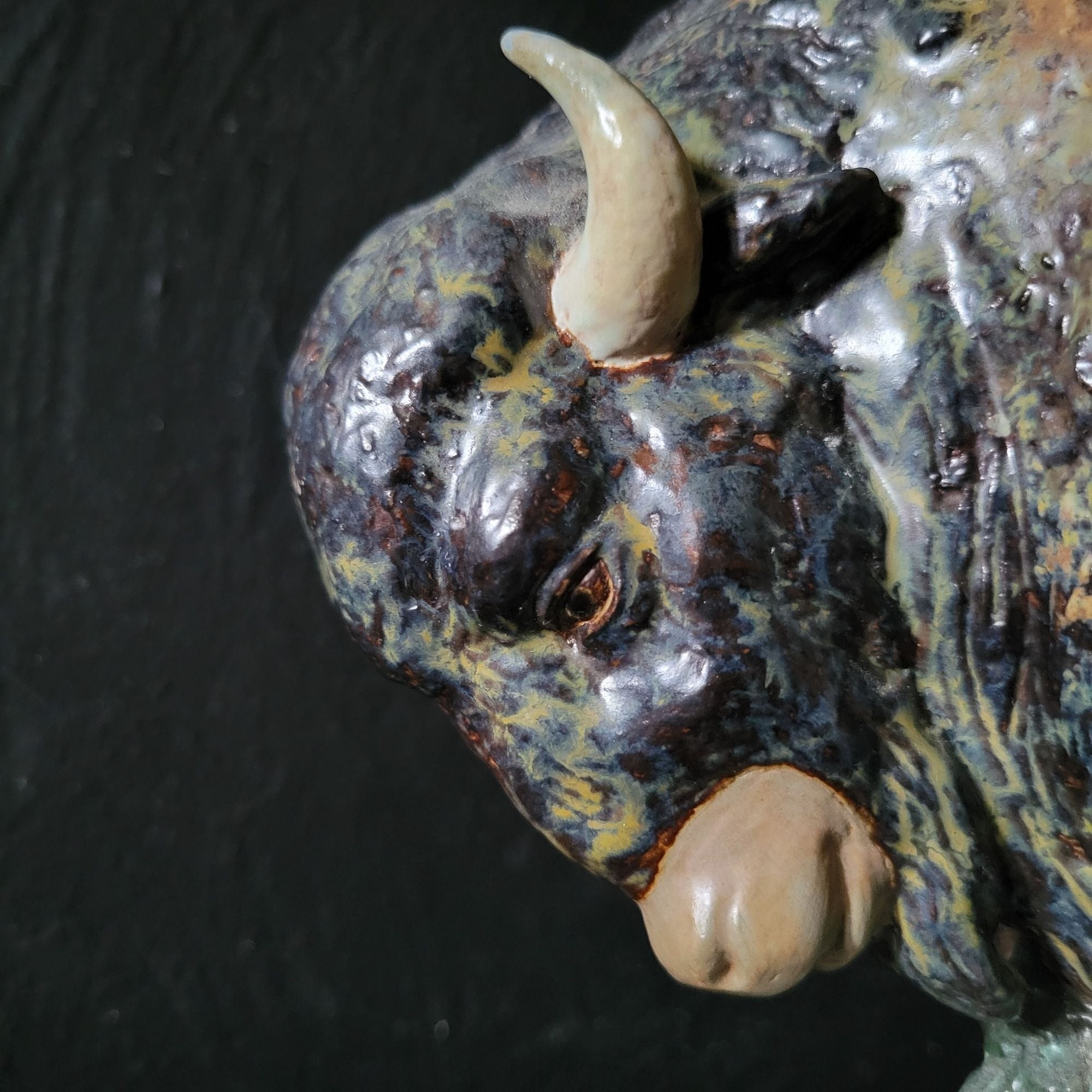Retired Lladro "Bison" Figure by Salvador Furio #4945, Lladro Gres 7.75 inches