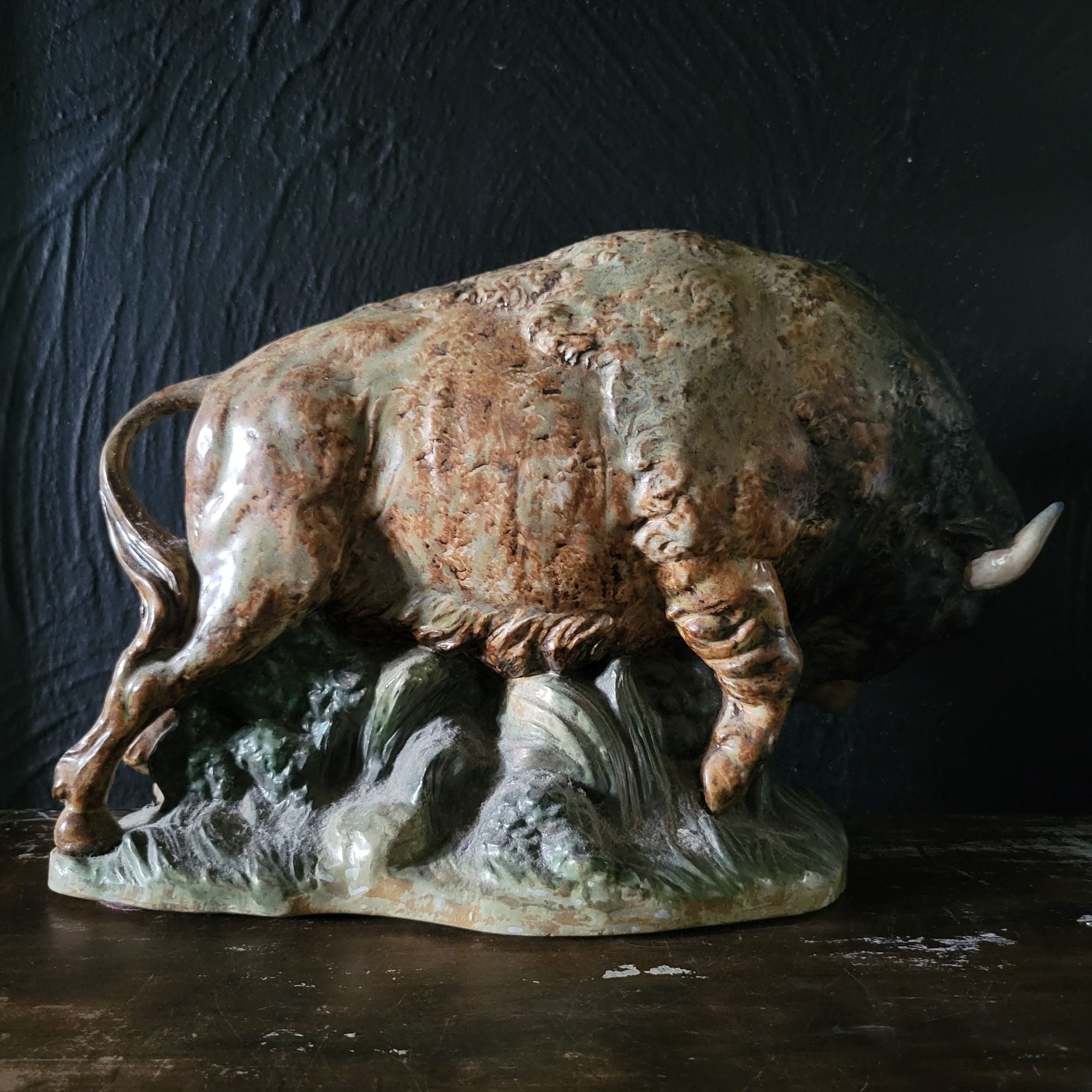 Retired Lladro "Bison" Figure by Salvador Furio #4945, Lladro Gres 7.75 inches