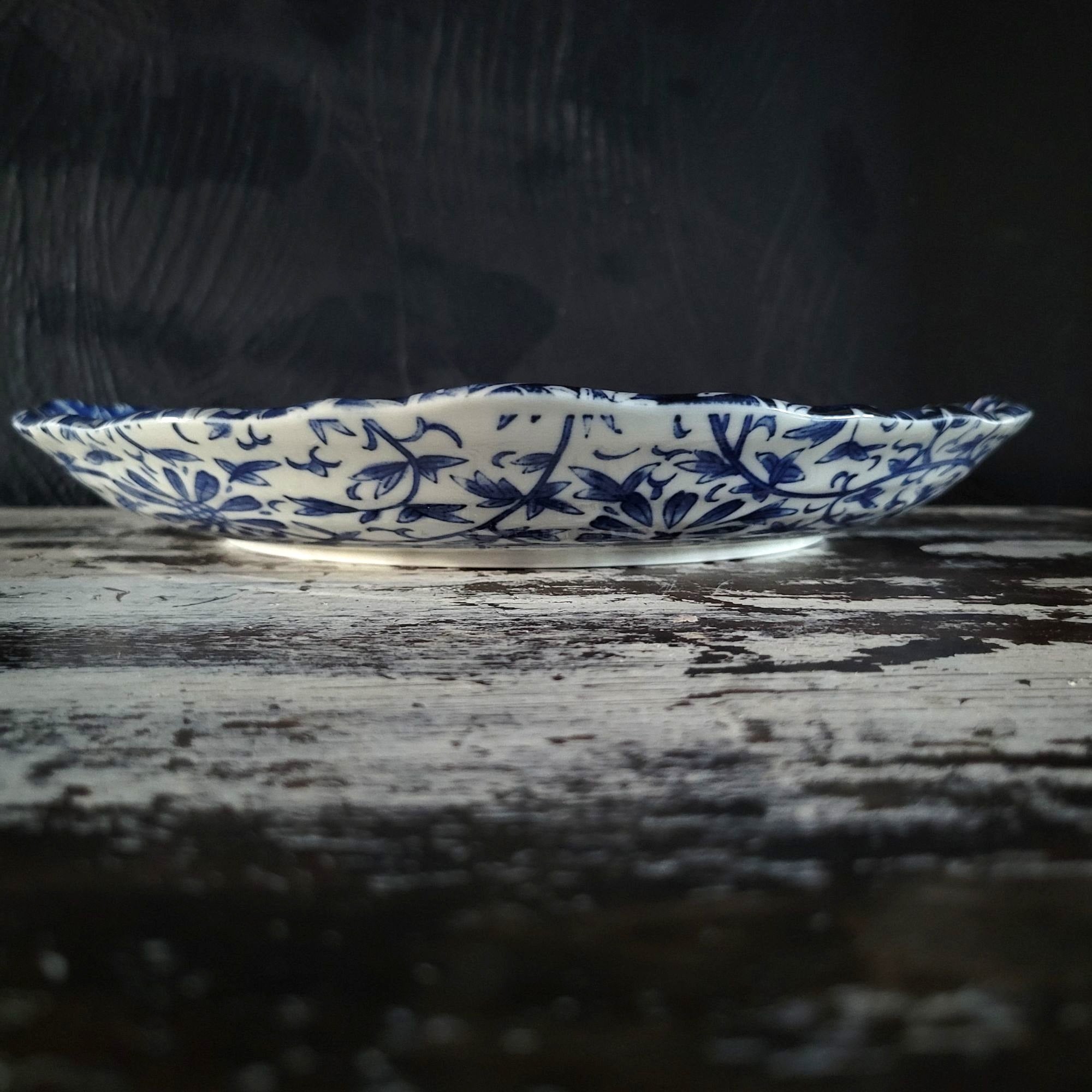 Large Vtg Chinese Porcelain Serving Bowl Plate Blue & White Floral Chinoiserie