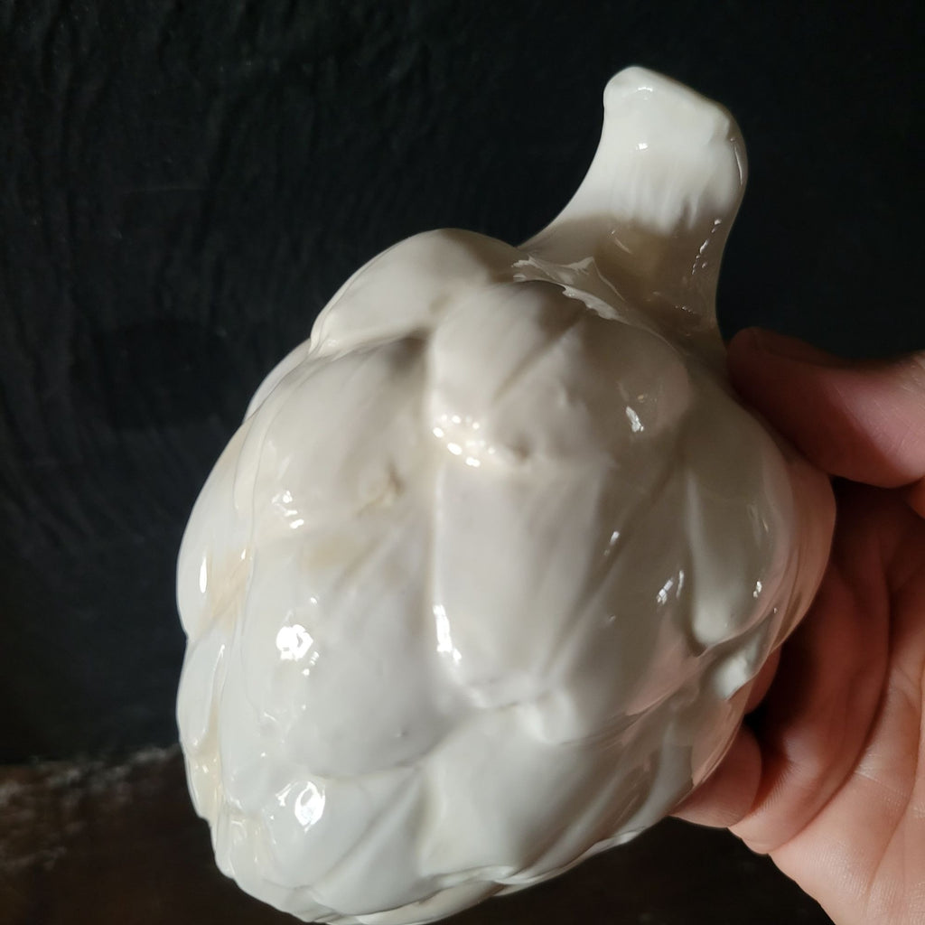 Vtg Ceramic Artichoke Figurine Decorative Home Accent White Crazing and Staining
